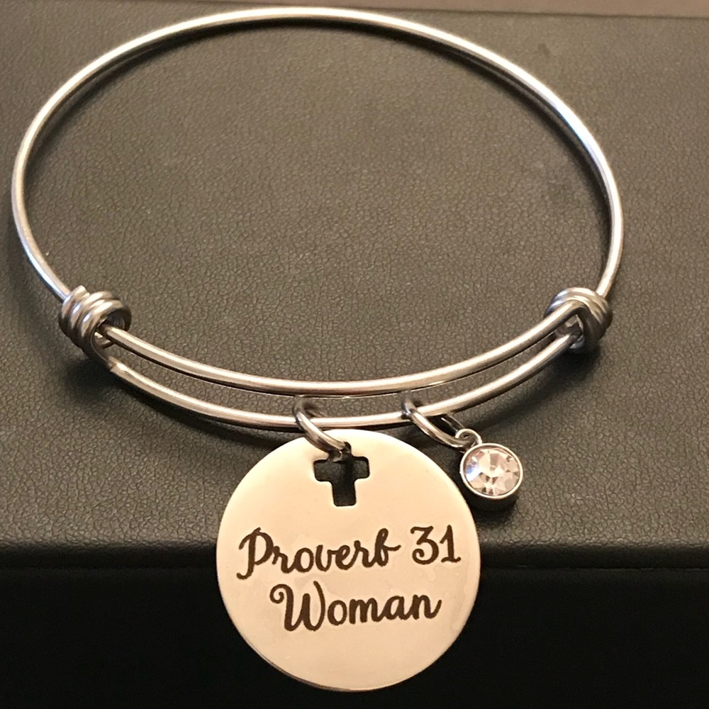 Proverbs 31 woman charm bangle bracelet